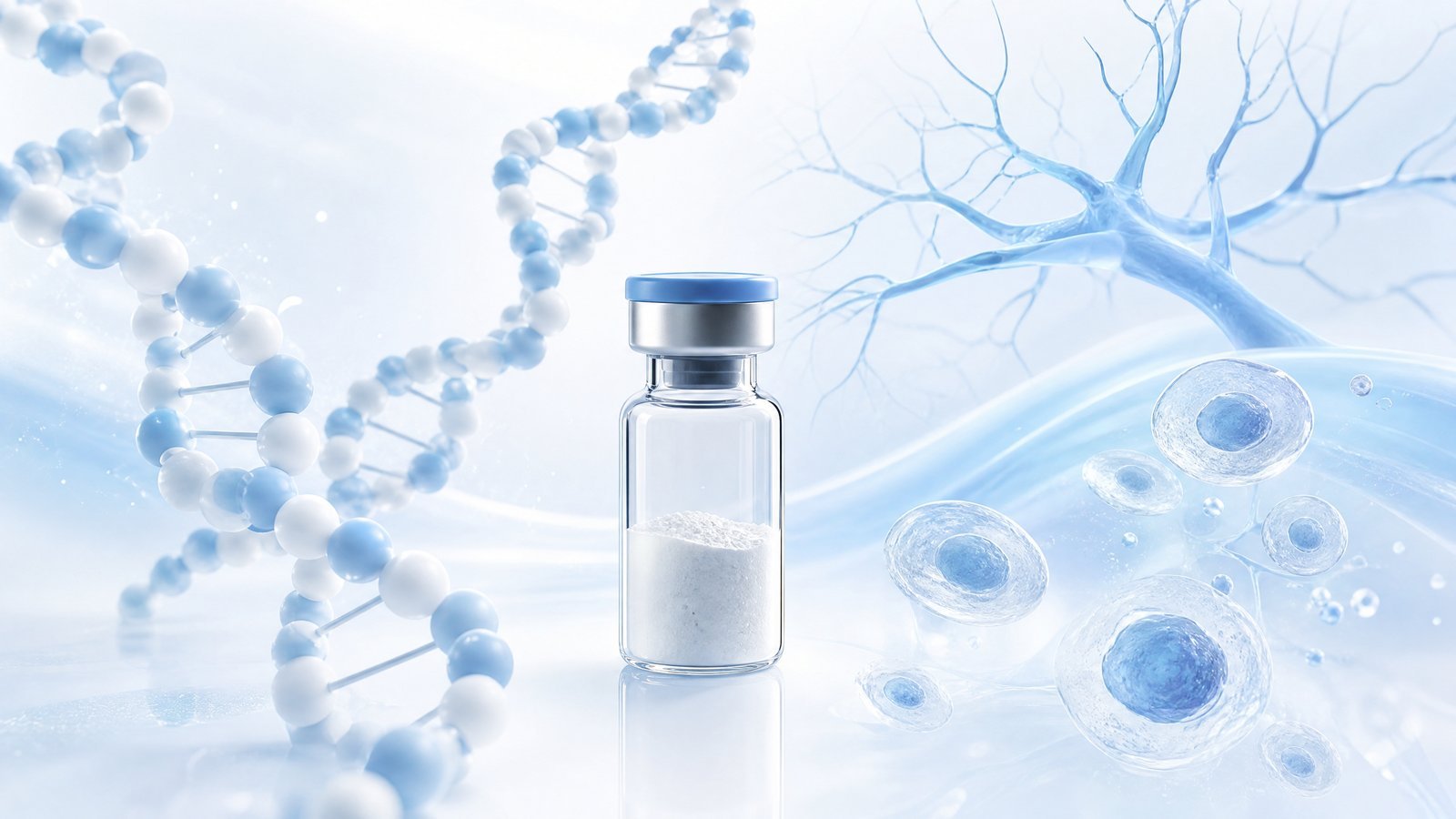 BPC-157 in TB-500 raziskovalni peptidi za regeneracijo z ilustracijo celičnega celjenja