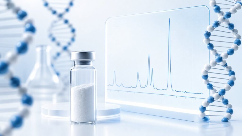 Analiza HPLC kromatograma čistosti peptidov v raziskovalnem laboratoriju